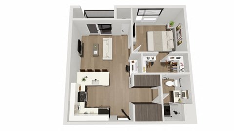 Floor plan for 1 bed, 1 bath, 782 sqft